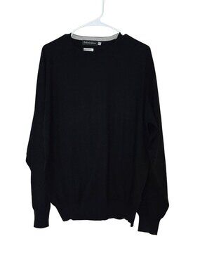Bullock & Jones Black Cotton & Cashmere Crewneck Sweater XL Mens